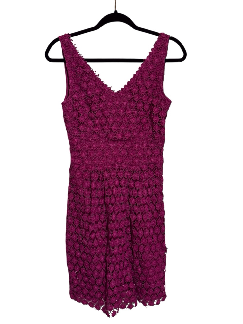 Yoana Baraschi SZ 2 Purple Crochet Floral Fit And Flare Dress Crochet Cocktail